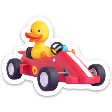 cartoon duck driving a race car sticker