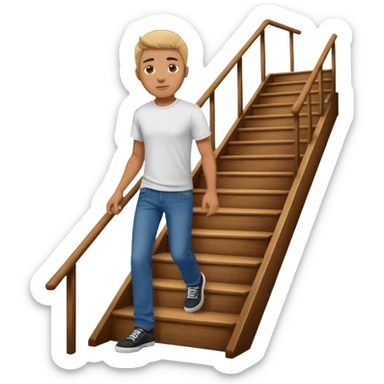 apple style emoji of a man walking up a staircase sticker