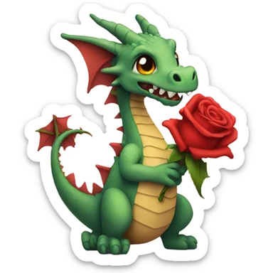 Dragon holding a rose sticker