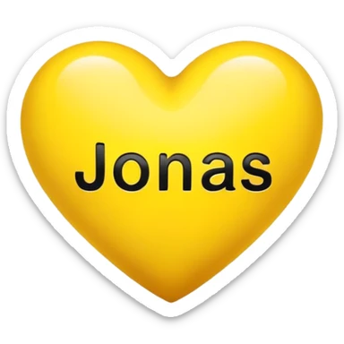 Yellow heart with „Jonas“ inside in black letters sticker