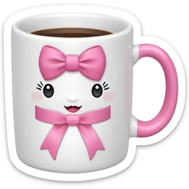 Cute mug with a pink cute ribbon on it and around the handle sticker