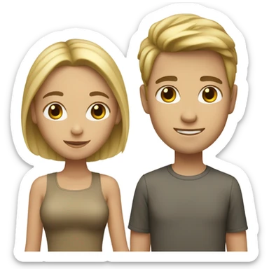 Couple with a withe boy brown hair and blonde girl sticker