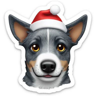 Blue Heeler Dog in Santa hat sticker