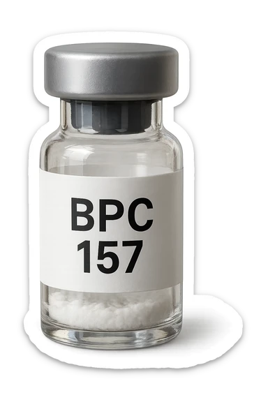 BOCCETTA DI FIALA MEDICA CON LA SCRITTA "BPC 157" SULL'ETICHETTA, iperrealistiche 4k sticker