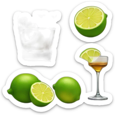 A single whiskey glass with a single slice of green lemon piece on it sticker