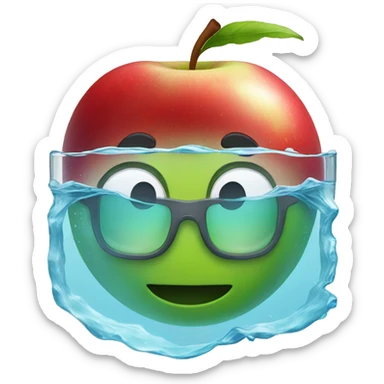 apple logo swimming and wearing glass  sticker