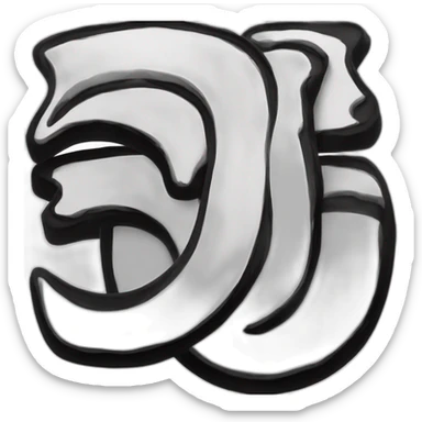 Stylized black and white ink letter O sticker