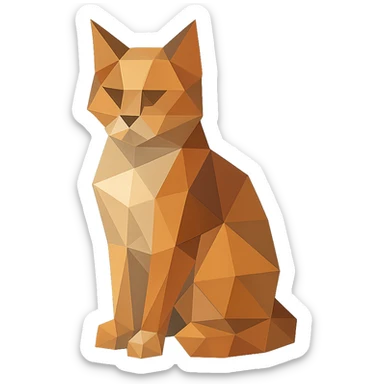 illustration of a cat made of geometric shapes in polygonal style sticker