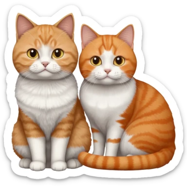Grey British shorthair and ginger/white cat sticker