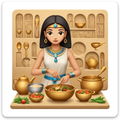 ancient Egyptian cooking scene in hieroglyphic style sticker