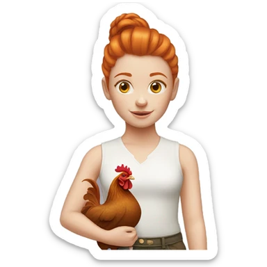 Ginger girl with a brahma hen sticker