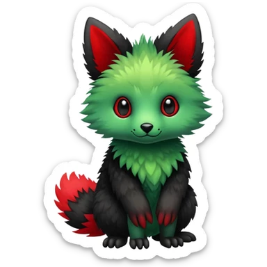 Kawaii Cute Edgy Black Green Red Vernid-Trico-animal-creature full body sticker