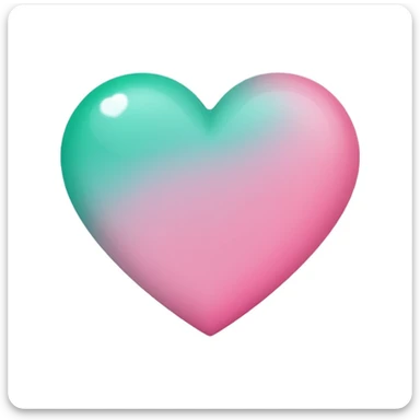 heart emoji with a phthalo green to baby pink gradient sticker