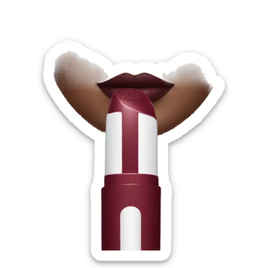 a burgundy lipstick with white stick sticker
