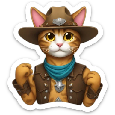 cowboy cat fingerguns sticker