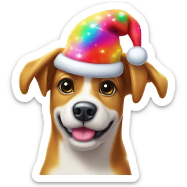 Lisa frank Christmas sparkle￼ dog with Santa hat sticker