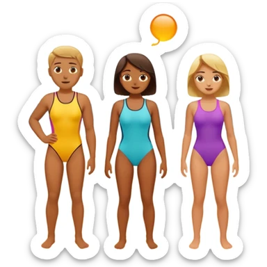 Create an emoji of 3 people feeling hot on the beach. sticker