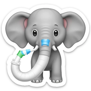 elephant with a tube of toothpaste sticker