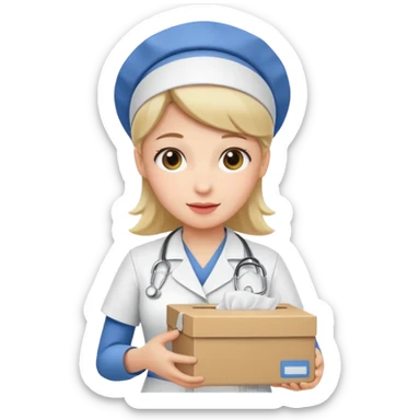 Nurse offering box of tissue











 sticker
