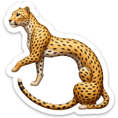 leopard stretching with its back arched sticker