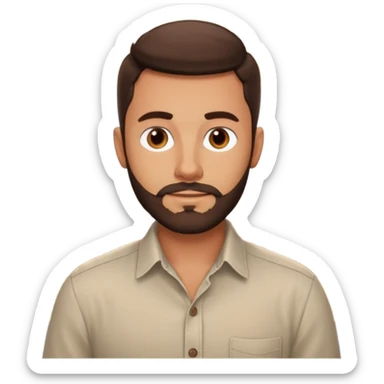 Brunette Guy with very short beard at a restuarant sticker