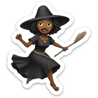 Bruja volando escoba sticker