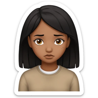 pretty brown girl with black hair who is sad sticker