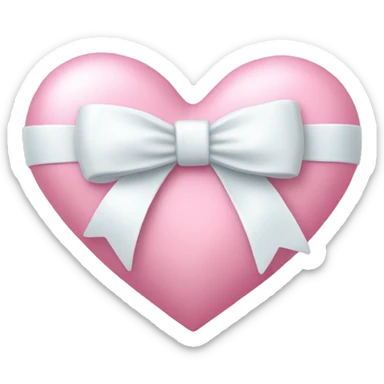 Pastel pink heart with white bow sticker