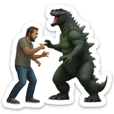 Godzilla fighting Bigfoot  sticker