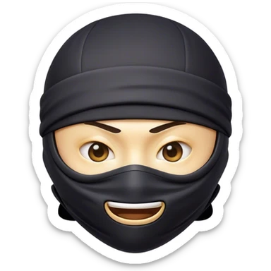 Clash of Clans aesthetic Comical Ninja Portrait Emoji, Head tilted dramatically with an exaggerated, fun expression and wide, comically expressive eyes peeking from a partially lifted mask, featuring a lean, agile form with playful stealth and natural skin tone, Simplified yet humorously expressive features, highly detailed, glowing with a slightly sassy shadowy glow, high shine, dramatic yet playful, stylized with an air of cheeky ninja mischief, soft glowing outline, capturing the essence of a meme-worthy ninja who blends humor with stealth into viral fame! sticker