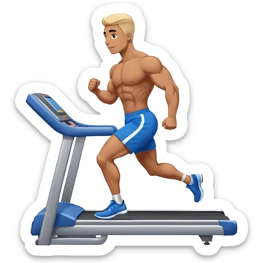 bodybuilder blue shorts treadmill sticker