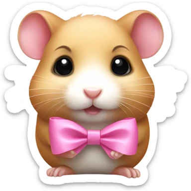 little hamster with cute pink bow sticker