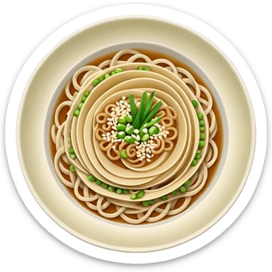 buckwheat noodles in a bowl, top view sticker