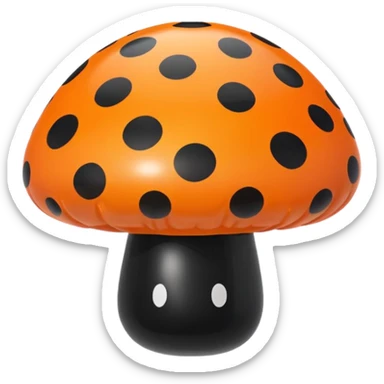   jeff koons orange and black polka dot mushroom inflatable  sticker