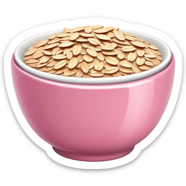 super realistic small pink shiny bowl of oats sticker
