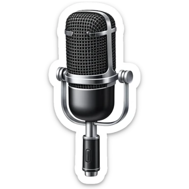 A dynamic microphone with a mesh grille and vintage details sticker