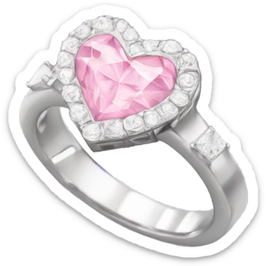 Diamond silver  ring light pink heart sticker