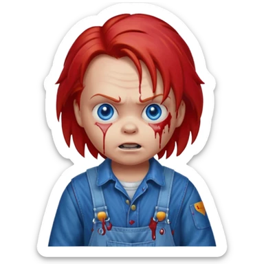 Chucky with blood sticker