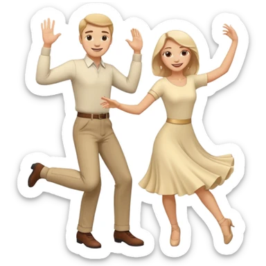 White Man and white woman dancing white sticker