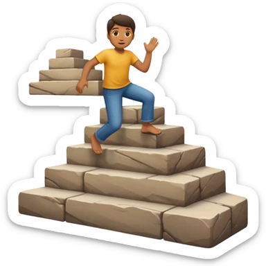 apple style emoji of a man ascending steps sticker