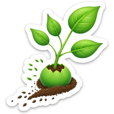 young shoot emerging from a seed sticker