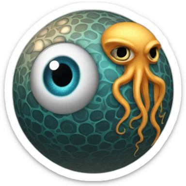 3d sphere with a cartoon Squid skin texture with Eye of Horus sticker