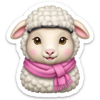 baby sheep with pink scarf sticker