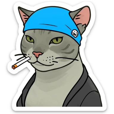 Cat wearing durag and smoking a cigarette  sticker
