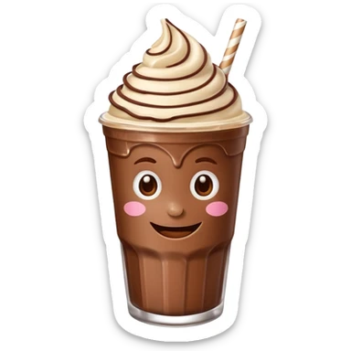 milkshake with a face, chocolate sticker