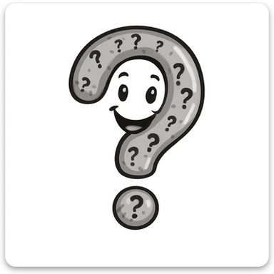 Add a smiling face to the funny question mark in the same style as the original image. sticker