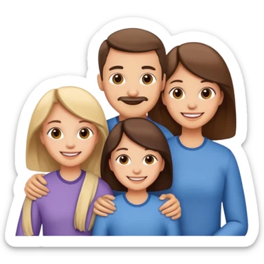 Happy family of 5: mom, dad, sisters and brother sticker