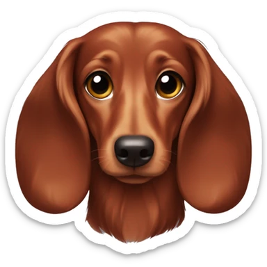 Dark Brown Long-haired dachshund in red sweater  sticker