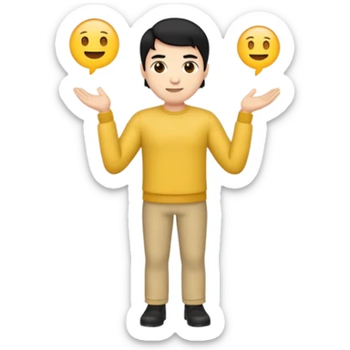 emoji man light skin and black hair, CUERPO COMPLETO sticker