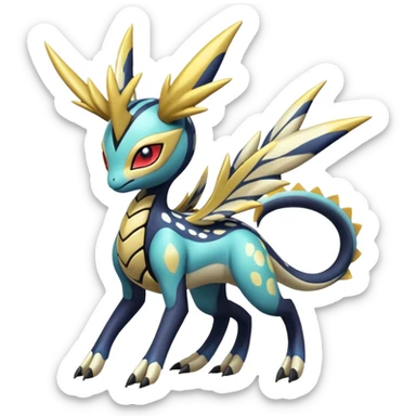 tribal tropical hot spotted Meloetta-Dialga-Giratina-Noibat-Pokémon-Fakémon-fusion-hybrid-creature sticker